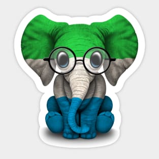 Baby Elephant with Glasses and Sierra Leone Flag Sticker